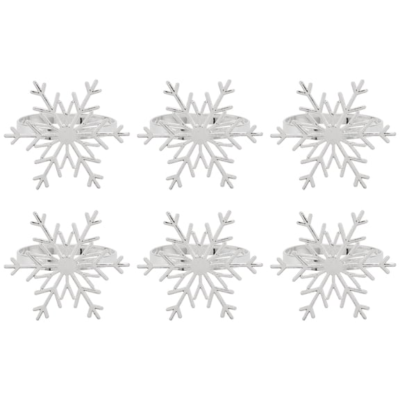 6 Pieces Snowflake Napkin Rings Christmas Snowflake Napkin Holder Rings for Christmas Holiday Table Decoration (Silver)