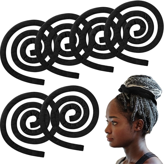 6 Pieces Spiral Lock Hair Tie Dreadlocks Iron Wire Embedded Hair Ties Bulk Ties for Women & Men Spiral Lock Hairs Tie Bendable Holders for Curly Thick Style Hairs Valentine(Black)