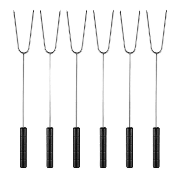 6 Pieces Stainless Steel BBQ Forks with Plastic Handle Meat Cooking Fork Durable