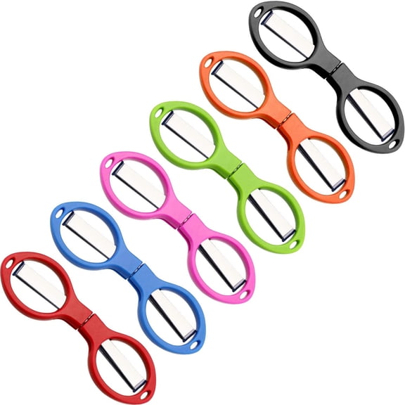 6 Pieces Stainless Steel Scissors Anti-Rust Folding Scissors Glasses-Shaped Mini Shear for Home and Travel Use