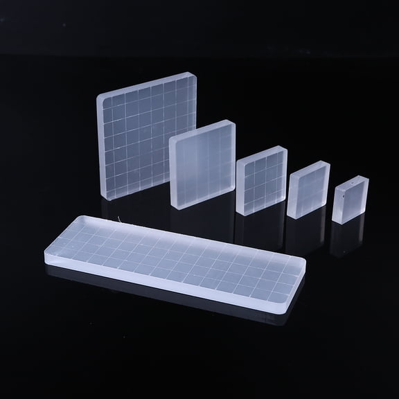 6 Pieces Stamp Blocks Acrylic Clear Essential Stamping Tools Set with Grid Lines Handle for Scrapbooking Crafts