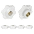 thumbnail image 1 of 6 Pieces Star Knobs M10 Thread 38mm 6-Point Head Brass Insert Through Hole Threaded Hand Knob White, 1 of 1