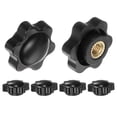 thumbnail image 1 of 6 Pieces Star Knobs M6 Thread 25mm 6-Point Head Brass Insert Non-Through Hole Threaded Hand Knob Black, 1 of 6