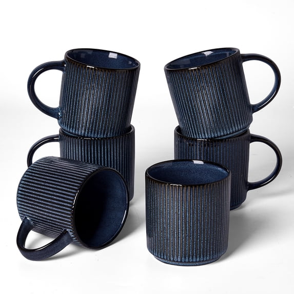 Famiware 6 Pieces Stoneware 16oz Mug Set, Nebulas Blue