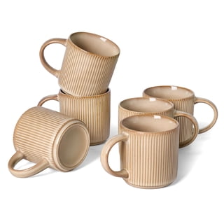 Famiware 6 Pieces Stoneware Mug Set (12oz), Cream