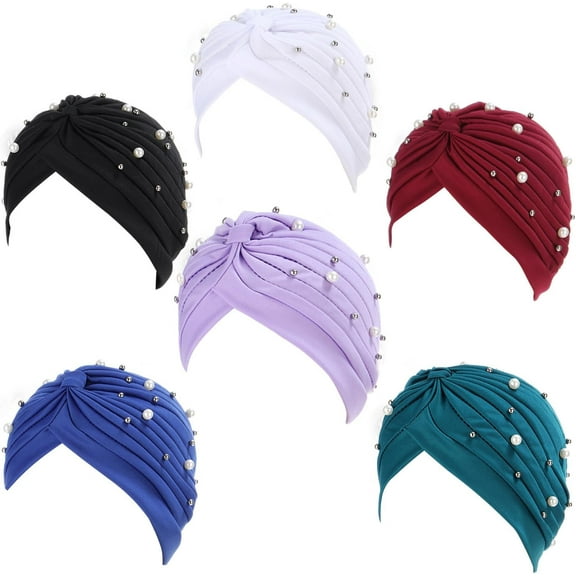 6 Pieces Stretch Turban Hats for Women Headwrap Caps Twist Chemo Cancer Hair Loss Cover