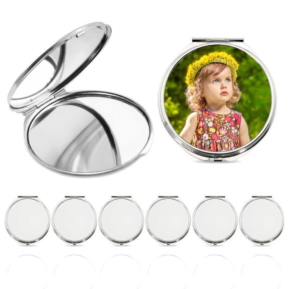 ZUYYON Round Sublimation Blank Compact Mirror, Metal Travel Makeup Mirror for Women,6 Pack