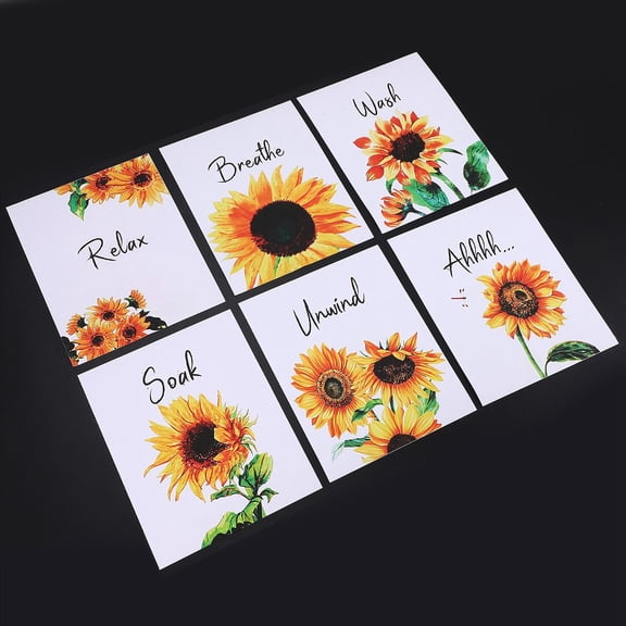 6 Pieces Sunflower Bathroom Decor Relax Soak Unwind Wall Painting Art Women Girls College Living Room Bathroom Nursery