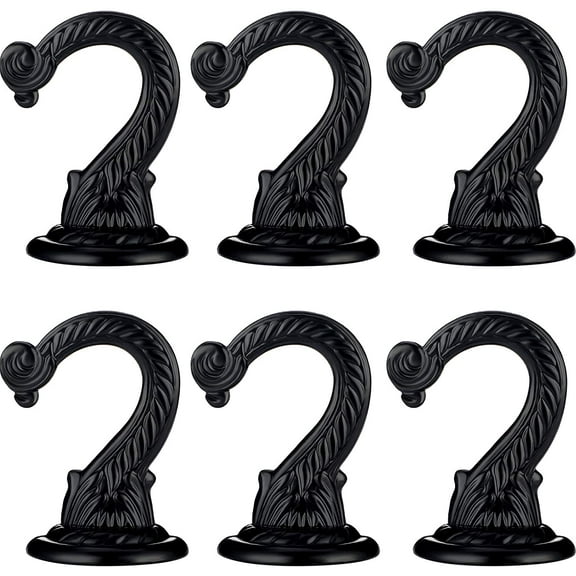 6 Pieces Swag Ceiling Hooks Heavy Duty Swag Hook Hanging Plants Chandeliers Wind Chimes Ornament Hooks for Home Office Kitchen (Black,Large)
