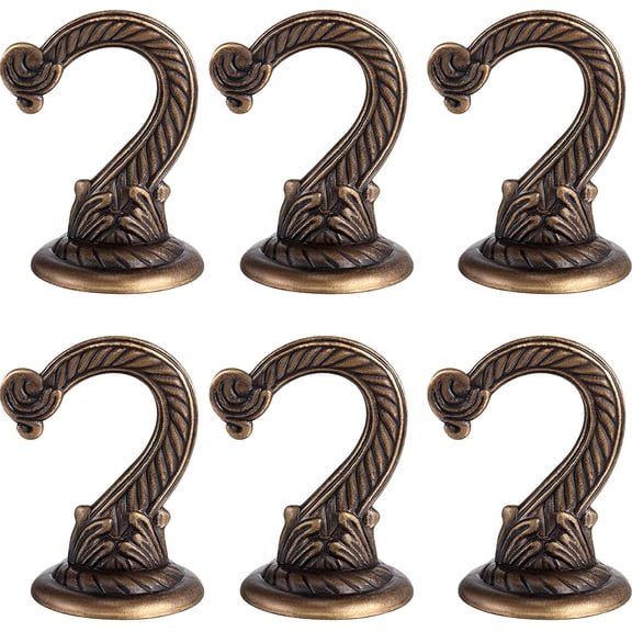 6 Pieces Swag Ceiling Hooks Heavy Duty Swag Hook Hanging Plants Chandeliers Wind Chimes Ornament Hooks for Home Office Kitchen (Bronze,Large)
