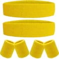 thumbnail image 1 of 6 Pieces Sweatband Set Sports Headband Wristband Set, Moisture Wicking Athletic Sweatbands 4 Wrist Sweatband and 2 Headbands, Terry Cloth Sweat Absorbing Head Band for Workout, 1 of 8