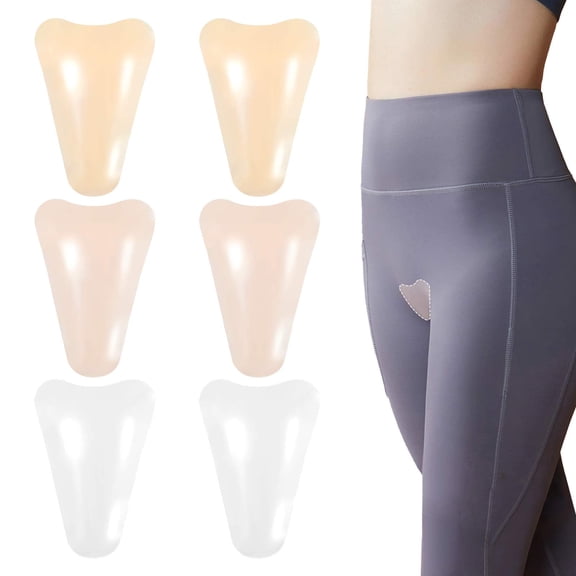 6 Pieces T-Shape Camel Toe Concealer Silicone Insert, Self-Adhesive Seamless Camel Toe Hider, Invisible Silicone Modesty Pad Cover for Underwear Leggings Swimsuits Yoga (3 Colors)