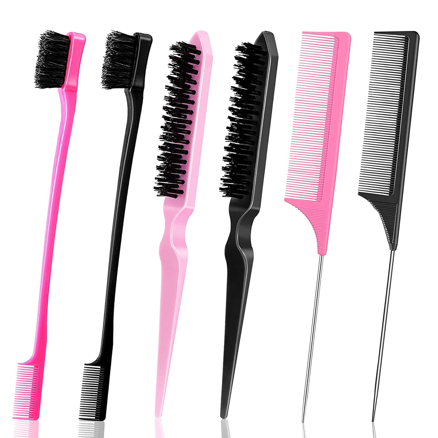 https://i5.walmartimages.com/seo/6-Pieces-Teasing-Brush-Set-Includes-Dual-Edge-Brush-Comb-Bristle-Hair-Brush-Hairline-Brush-and-Rat-Tail-Combs-Pink-Black_b56f996b-5ab6-4e72-ac28-353079fbe4e2.1ac11bc591ff17afbfdaa67ca61bd3fb.jpeg