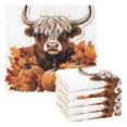 thumbnail image 1 of 6 Pieces Thickened Double Polyester Fleece Kitchen Towel - 28x28cm Strongly Absorb Water & Oil Stain Removal，Cute Highland Cow, 1 of 8
