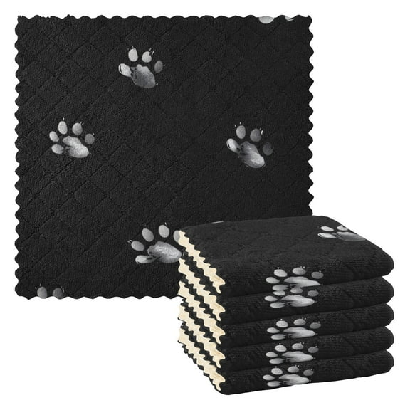 6 Pieces Thickened Double Polyester Fleece Kitchen Towel - 28x28cm Strongly Absorb Water & Oil Stain Removal，White Paw