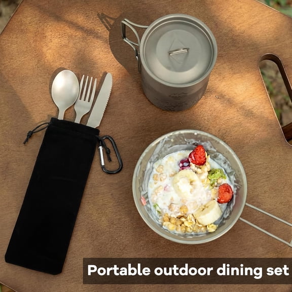 6 Pieces Titanium Flatware Knife Fork Spoon Set Ultralight Backpacking Travel Utensils Utility Cutlery Set with Carrying Bag for Travel Picnic Hiking Outdoor Activities$$Sport & Recreation Other