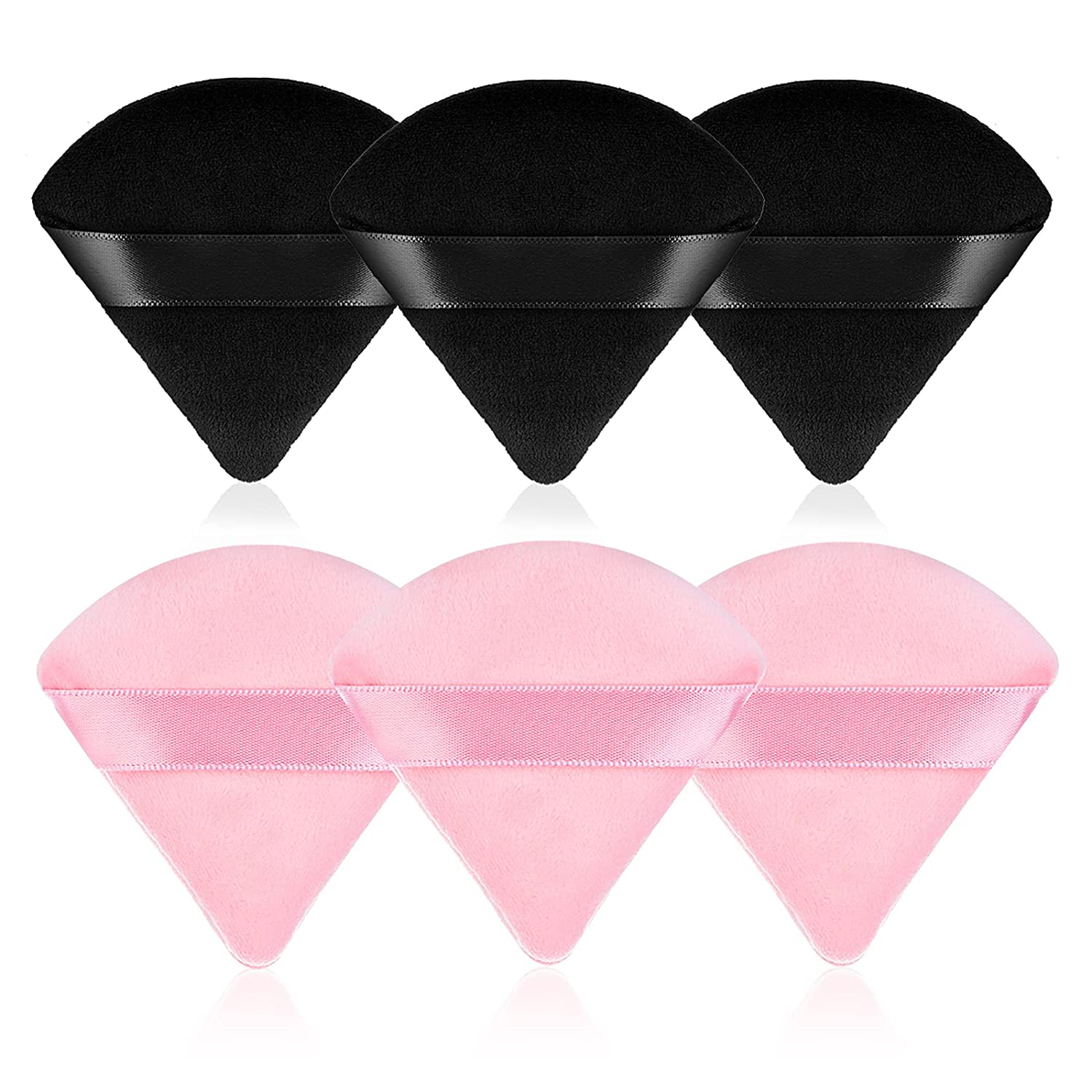 6 Pieces Triangle Powder Puff Face Makeup Sponge Wedge Shape With Strap ...