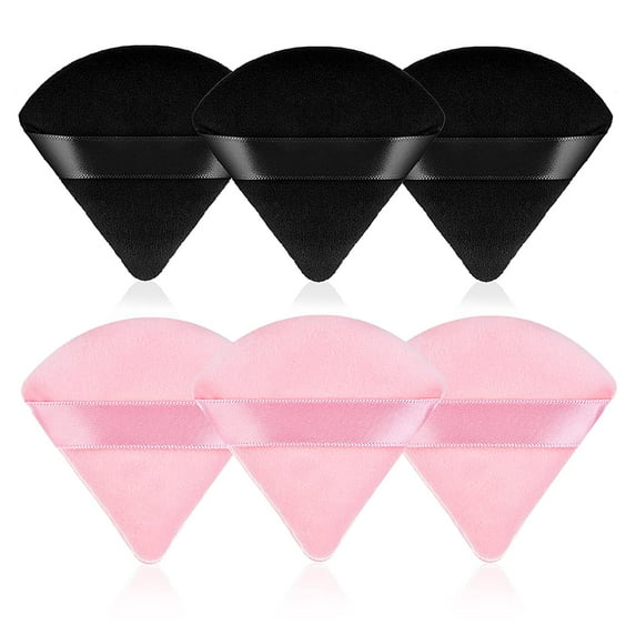 6 Pieces Triangle Powder Puff Face Makeup Sponge Wedge Shape With Strap Soft Velour Powders Puffs for Mineral Powder Cosmetic Loose Powder Body Powder Wet Dry Foundation Beauty Tool