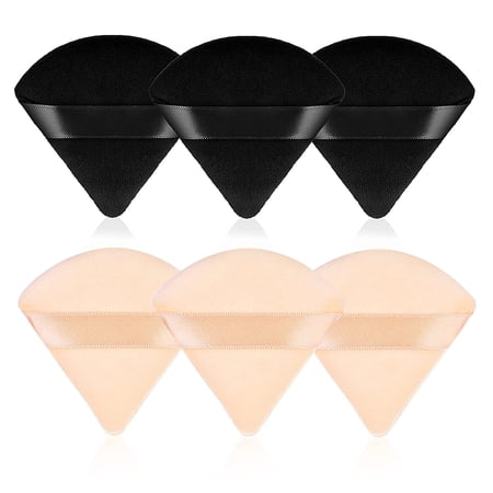 6 Pieces Triangle Powder Puff Face Makeup Sponge Wedge Shape With Strap Soft Velour Powders Puffs for Mineral Powder Cosmetic Loose Powder Body Powder Wet Dry Foundation Beauty Tool