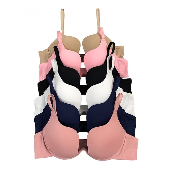 6 Pieces Underwired Pushup Women Gentle Push Up Bra B and C Cup (32B)