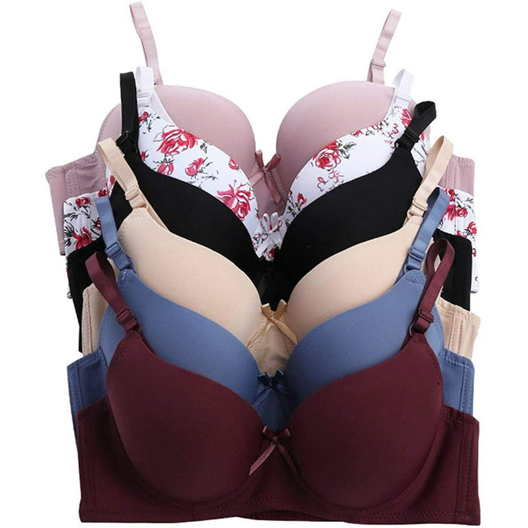 6 Pieces Underwired Pushup Women Gentle Push Up Bra B and C Cup (34B) 