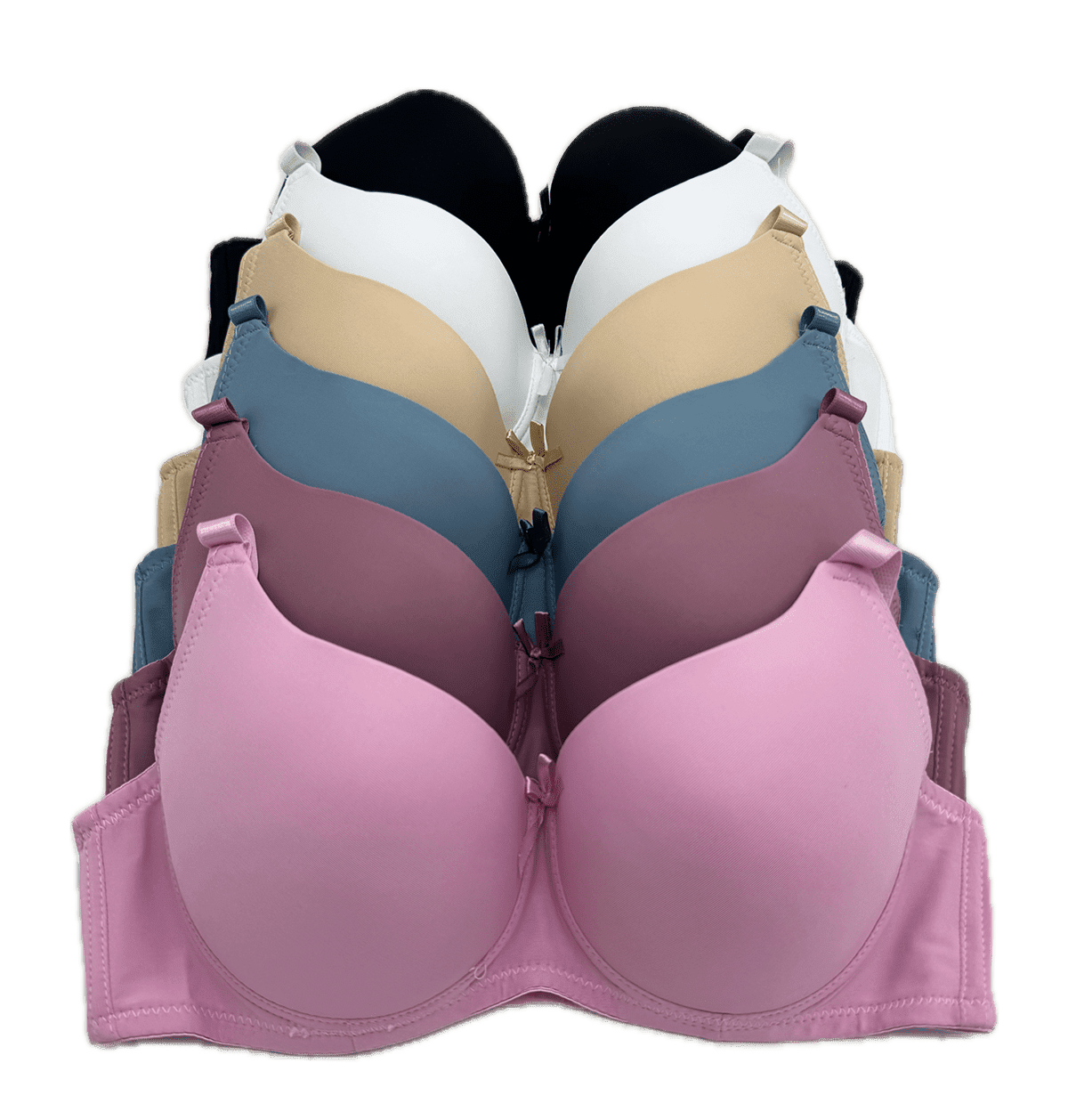 6 Pieces Underwired Pushup Women Gentle Push Up Bra B and C Cup (40B)