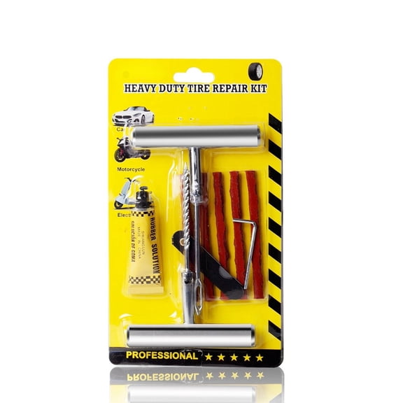 6 Pieces Universal Tire Repair Kit - Flat Tire Emergency Plug Set with Metal Drill Bits for Car, SUV, Motorcycle - Durable, Portable, Easy to Install, Practical