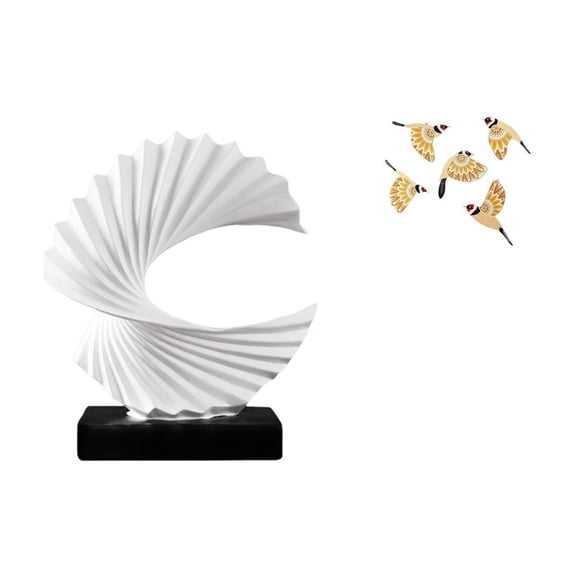 6 Pieces Wave Sculpture Bird Wall Art Resin Material Living Room Bedroom Home Decoration