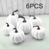 6 Pieces White Fake Pumpkin Decorations, Realistic Handmade Foam Plastic Ornaments for Halloween Decorations Autumn Decor Kitchen Decor Indoor Outdoor Table, Durable Low-Maintenance Seasonal