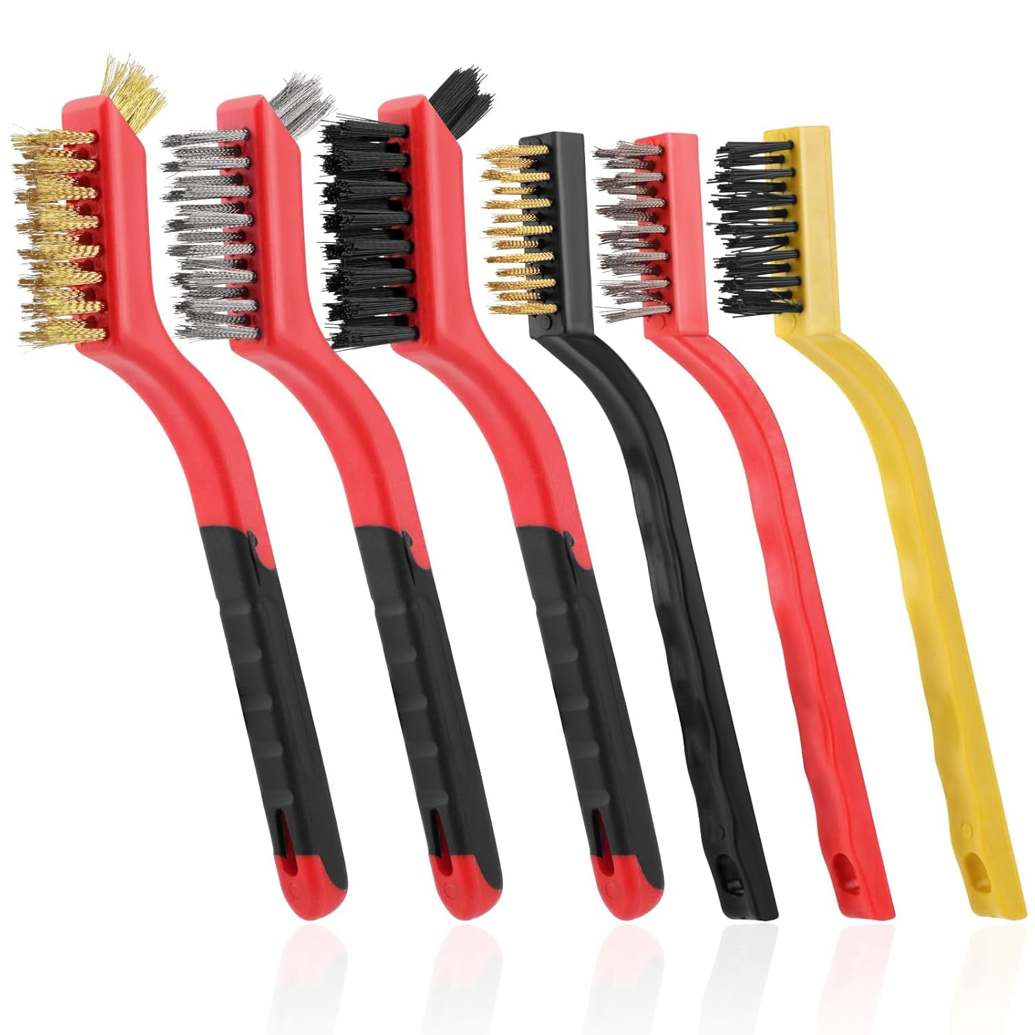 6 Pieces Wire Brushes Set, Small Metal Brass/Stainless Steel/Nylon ...