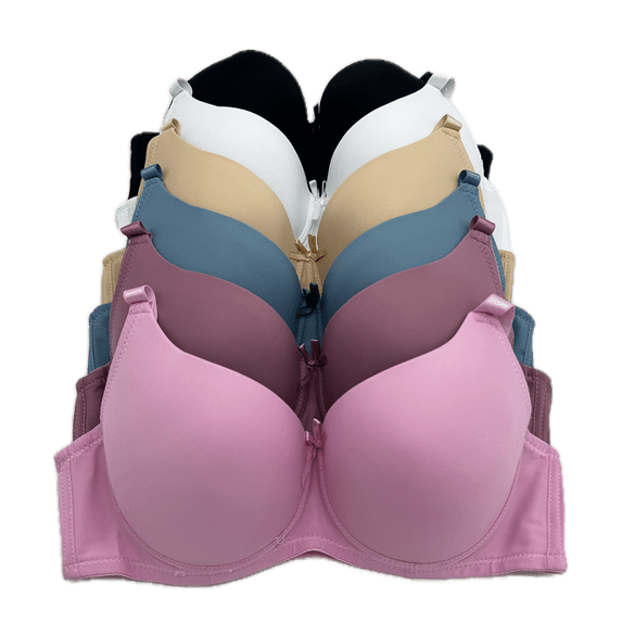 6 Pieces Wired Lace Push Up Strapless Demi Bra B/C (34B)