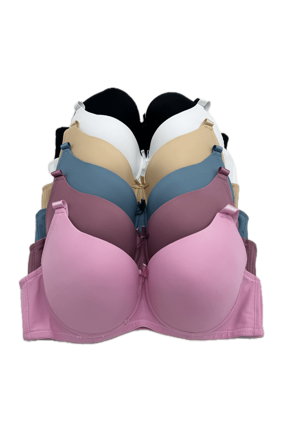 6 Pieces Wired Lace Push Up Strapless Demi Bra B/C (34B)