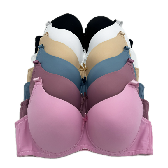 6 Pieces Wired Lace Push Up Strapless Demi Bra B/C (36B)