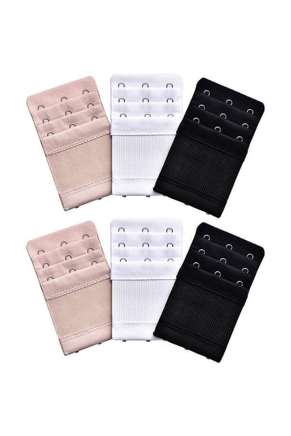 6 Pieces Women's Bra Extenders Elastic Stretchy Bra Extension Strap, 3 Rows x 3 Hooks (Multi-Color)