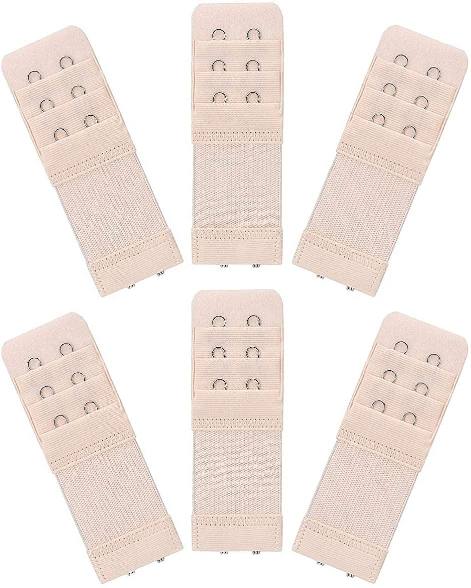 6 Pieces Women's Soft Comfortable Elastic Bra Extenders Bra Extension Strap 2 Hook 3 Row Lady's
