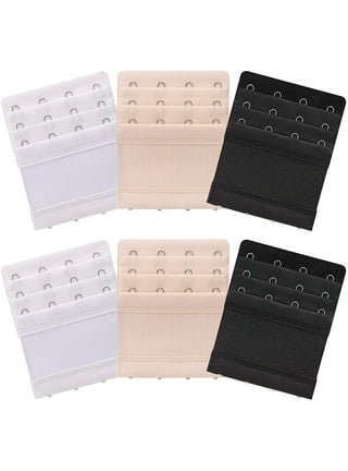 6pcs Women Ladies Soft Comfortable Back Bra 2 Hooks / 3 Hooks / 4 Hooks  Band Extension Strap Extender, White/Black/Khaki