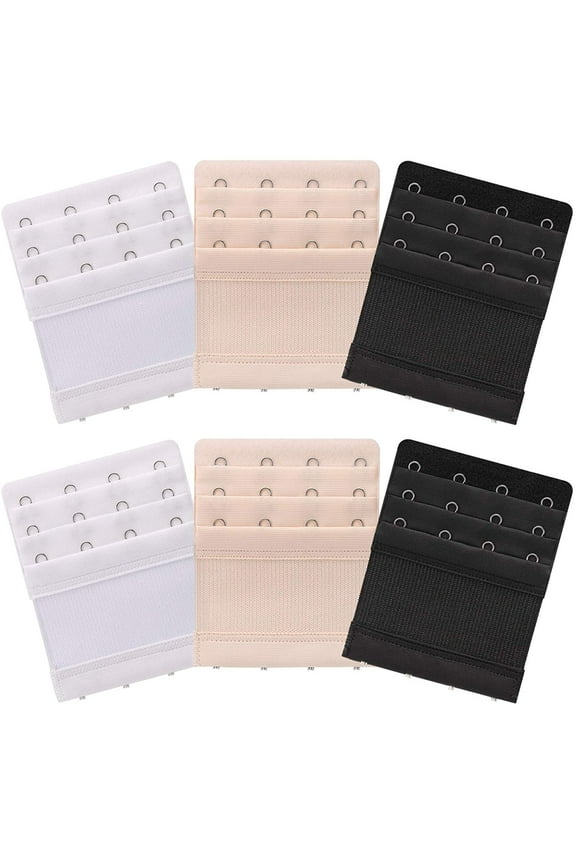 6 Pieces Women's Soft Comfortable Elastic Bra Extenders Bra Extension Strap 4 Hook 3 Row Lady's Bra Extender Bra Band