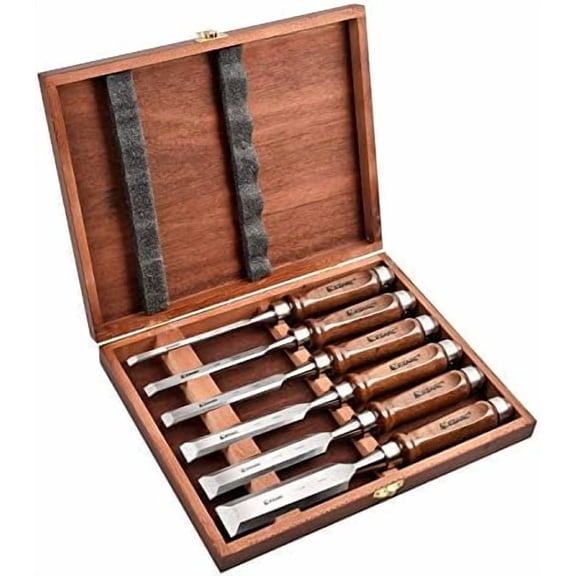 6 Pieces Wood Chisel Tool Sets Woodworking Carving Chisel Kit with Premium Wooden Case for Carpenter Craftsman$$Tools & Hardware Other