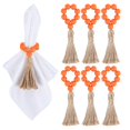thumbnail image 1 of 6 Pieces Wooden Bead Napkin Rings, Farmhouse Stretchable Napkin Rings with Tassel Boho Napkin Rings, 1 of 6