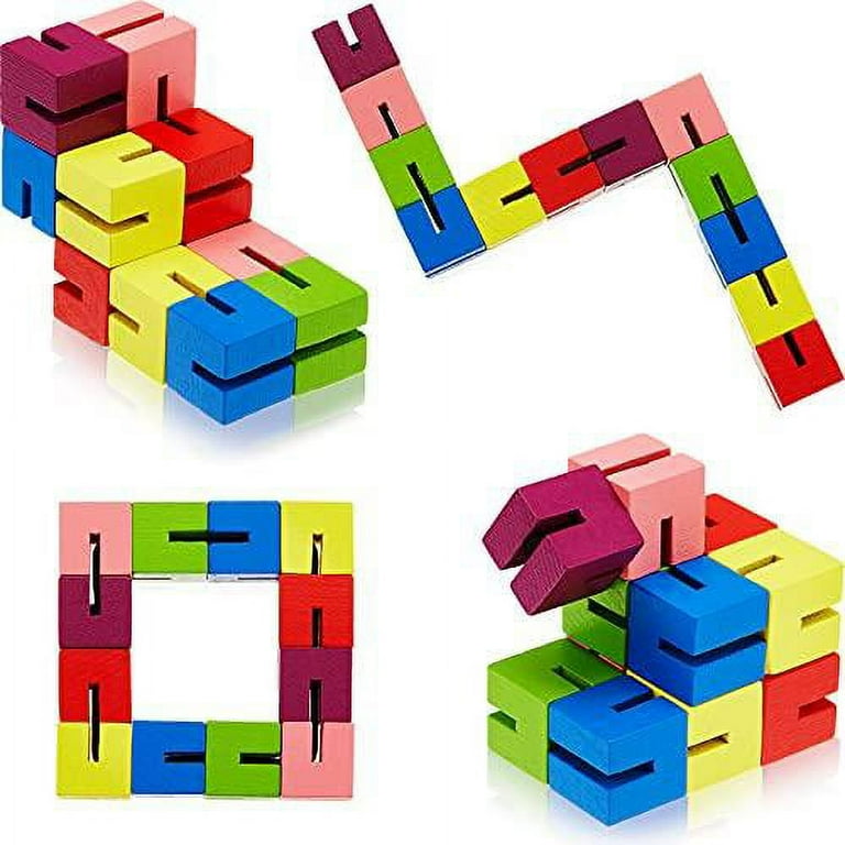 6 Pieces Wooden Twist Cubes Colorful Mind Game Stretch Twist and Lock Brain Teaser Fidget Sensory Toys for Teens Stocking Stuffer and Party Favors for Boys and Girls Walmart