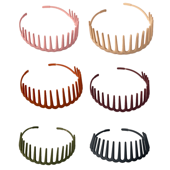6 Pieces Zigzag Shark Tooth Hair Comb Headbands Wrapped Cloth Hard Hairbands Wave Shape Plastic Hair Band Hair Accessory shape3