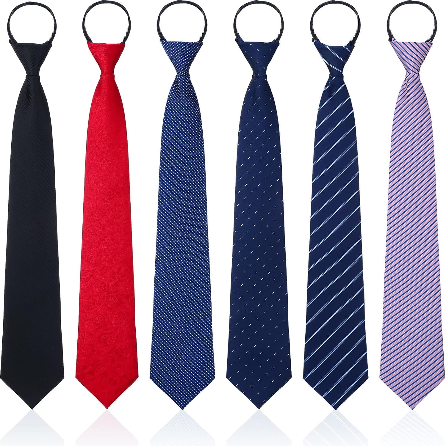 Graduationtie 6 Pieces Zipper Ties for Boys Girls Men Women Pre Tied Adjustable ...