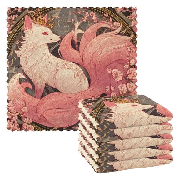 6 Pieces of Kitchen Towels 11x11Inch Kitchen Dish Cloths Kitchen Dish Towels Reuseable Cleaning Cloths A Pink Fox