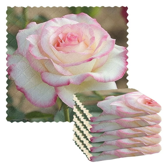 6 Pieces of Kitchen Towels 11x11Inch Kitchen Dish Cloths Kitchen Dish Towels Reuseable Cleaning Cloths A Pink Rose