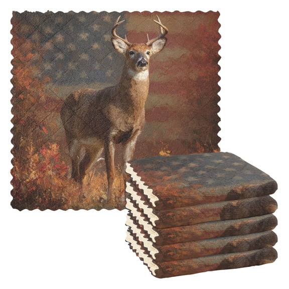 6 Pieces of Kitchen Towels 11x11Inch Kitchen Dish Cloths Kitchen Dish Towels Reuseable Cleaning Cloths American Deer