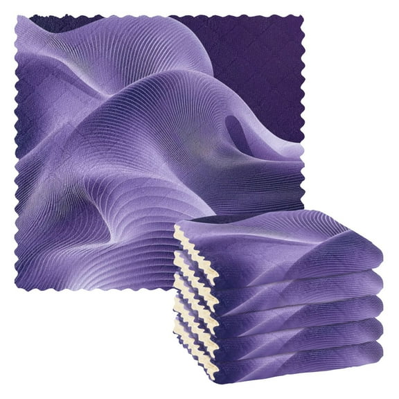 6 Pieces of Kitchen Towels 11x11Inch Kitchen Dish Cloths Kitchen Dish Towels Reuseable Cleaning Cloths Beautiful Cartoon Purple Curve