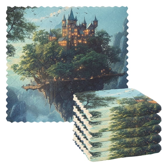 6 Pieces of Kitchen Towels 11x11Inch Kitchen Dish Cloths Kitchen Dish Towels Reuseable Cleaning Cloths Beautiful Magic Castle