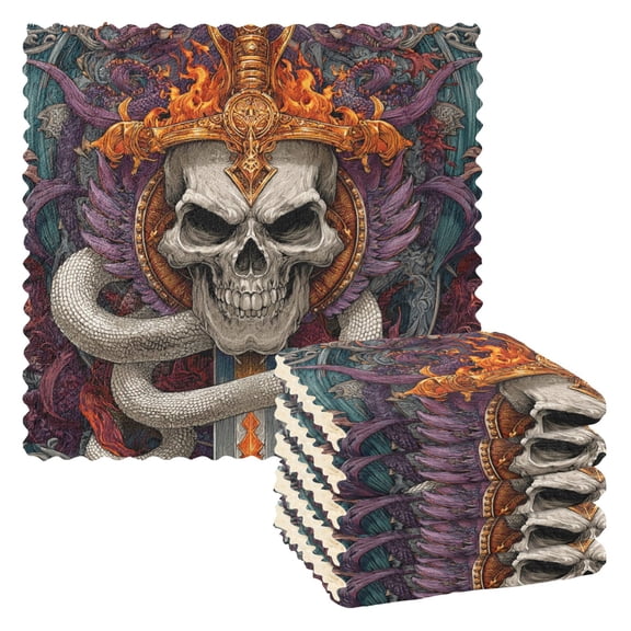 6 Pieces of Kitchen Towels 11x11Inch Kitchen Dish Cloths Kitchen Dish Towels Reuseable Cleaning Cloths Beautiful Skull Pattern