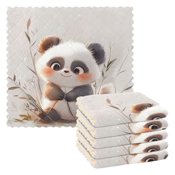 6 Pieces of Kitchen Towels 11x11Inch Kitchen Dish Cloths Kitchen Dish Towels Reuseable Cleaning Cloths Beautiful Smiling Panda
