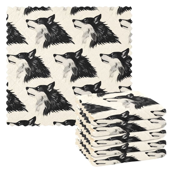 6 Pieces of Kitchen Towels 11x11Inch Kitchen Dish Cloths Kitchen Dish Towels Reuseable Cleaning Cloths Black Wolf